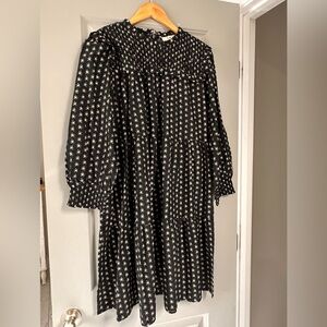 Sea Black and White Floral Long Sleeve Dress